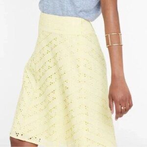 Ann Taylor 0P Yellow Eyelet Lined Mini Skirt NWT